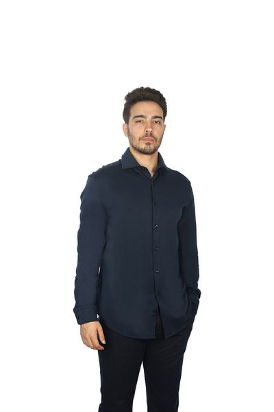 PAUL&SHARK Men's Regular Fit Shirt Collar Long Sleeve Navy Blue Shirt 14313046 Cf-013