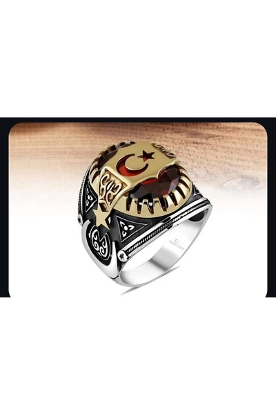 Store 925 AYAR GÜMÜŞ AY YILDIZLI ERKEK YÜZÜK