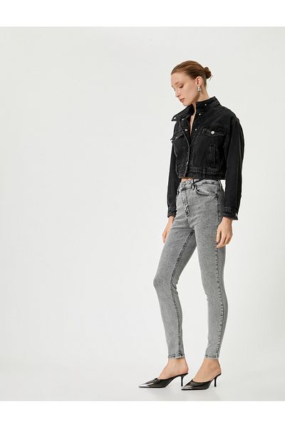 Koton Skinny-Jeans mit hoher Taille und Taschen - Carmen Skinny Jeans