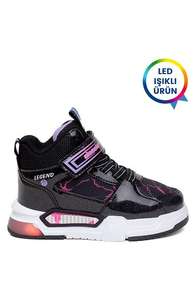 Ayakkabı Fuarı Elit ASCNK042 - Pantofi Hi Sneaker pentru fete, negri și liliac
