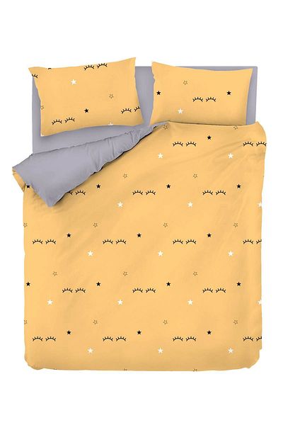 Eponj Home Комплект завивки с двоен цвят, жълт, лесен за гладене