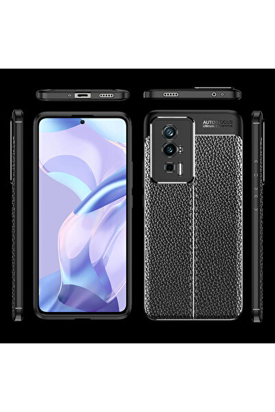 Fibaks Case for Poco F5 Pro 5g Case with Camera Protruding Leather Look Stitching Pattern Protective Cover Case