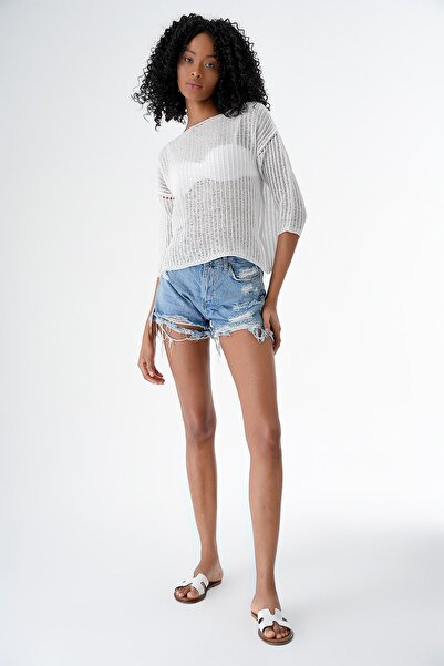 CHUBA White Openwork Transparent Knitwear Sweater - Boat Neck, 24S159