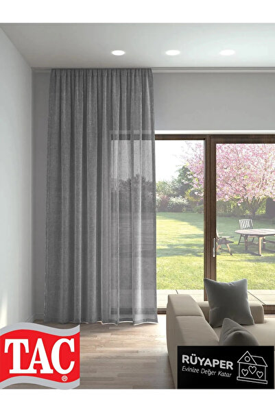 Taç New Season Gray Natural Linen Tulle - Does Not Want to Iron, Close Pleated Dreamers