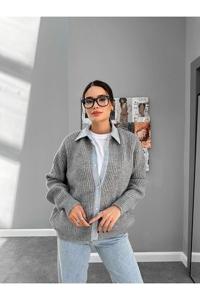 ESRAHELVACI Denim Detail Snap-On Wool Sweater