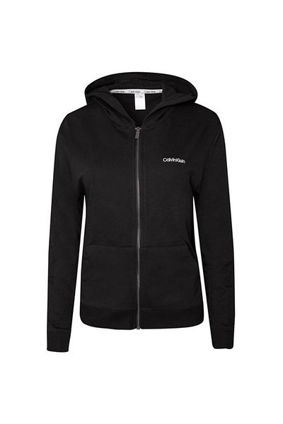 Calvin Klein Hanorac negru pentru femei - FULL cu fermoar și glugă