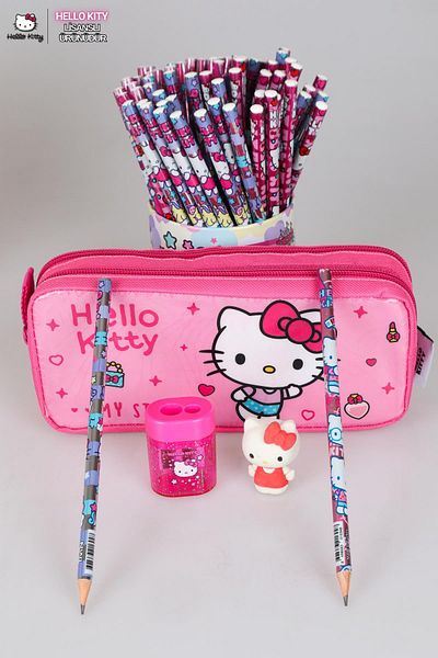 Hello Kitty مجموعة أقلام رصاص وممحاة ثلاثية الأبعاد مرخصة من DEKOMUS New Season Hello Kitty - قطعتان
