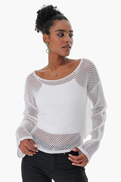 CHUBA Pulover de damă din bumbac tricotat cu plasă Bolero alb 23s1006