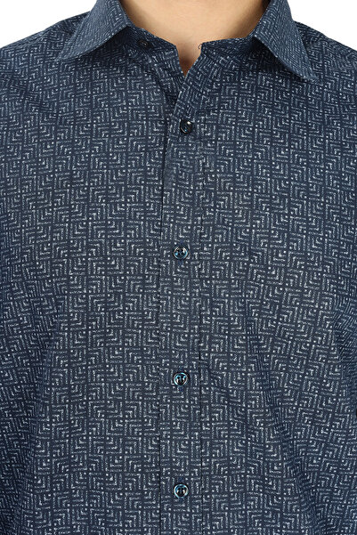 PAUL&SHARK Erkek Desenli Uzun Kollu Gömlek Yakalı Günlük Lacivert Gömlek 14313114CF-G09