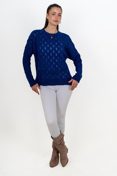 CHUBA Women's Wide Fit Wool and Moher Blended Soft Textured Openwork Sweater Saks 24w142