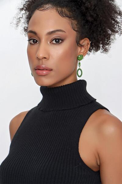 CHUBA Pulover de damă cu guler rotit cu nervuri fără mâneci Melange tricot negru 23w315