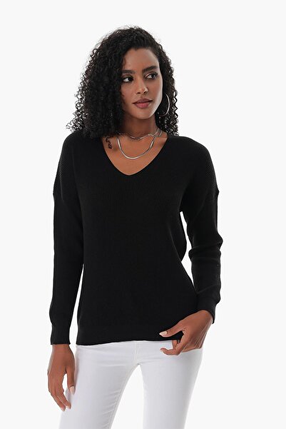 CHUBA Tricotaj din bumbac cu decolteu în V Thessaloniki - Negru 23s1004