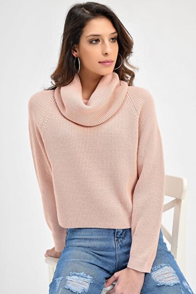 CHUBA Kadın Degaje Balıkçı Yaka Kısa Selanik Triko Kazak 20w106