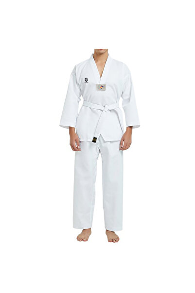 Octagon Taekwondo Elbisesi Beyaz Yaka Fitilli Basic