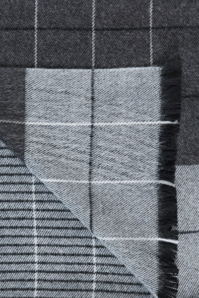 AC&Co / Altınyıldız Classics Чоловічий сіро-чорний теплий шарф з візерунком