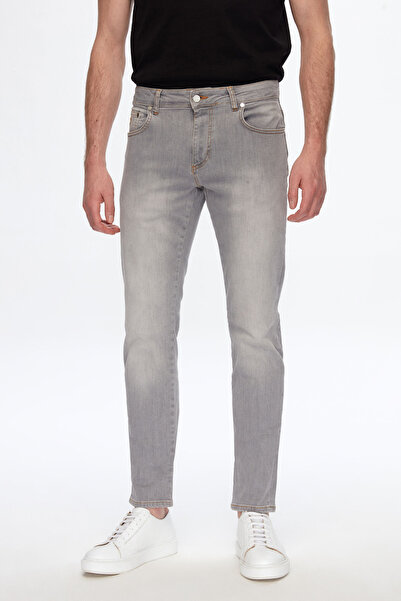 Damat Slim Fit Gri Pamuklu Likralı Denim Pantolon