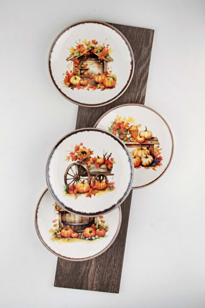 Bursa Porselen Dekor Retro Fall'24 Garden 4 Piece Cake Plate