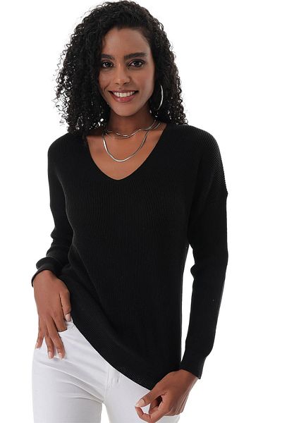CHUBA Cotton V-Neck Thessaloniki Knitted Sweater - Black 23S1004