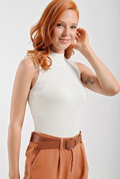 CHUBA Pulover de damă, cu jumătate de gât țesut, fără mâneci, subțire, 21w109