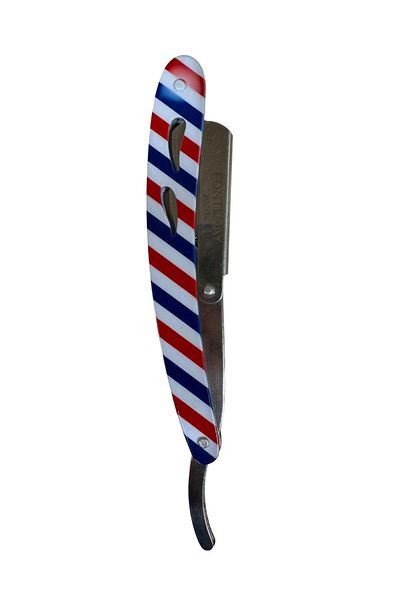 Fontenay Covered Razor Attachable Colored Steel Beard Razor - Stainless Matte White/Red/Blue