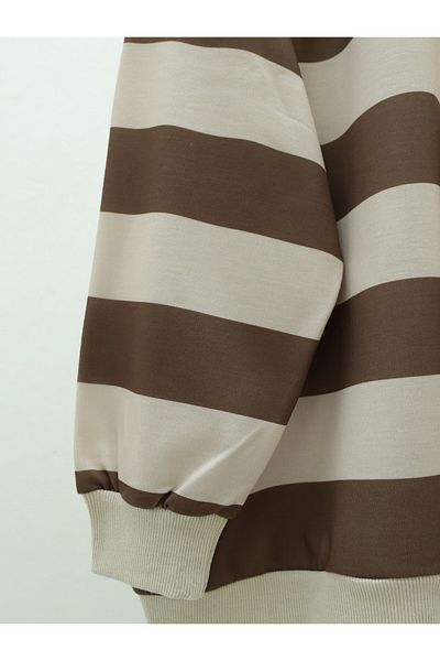 Modamorfo Übergroßes Sweatshirt mit Rundhalsausschnitt und dicken Streifen