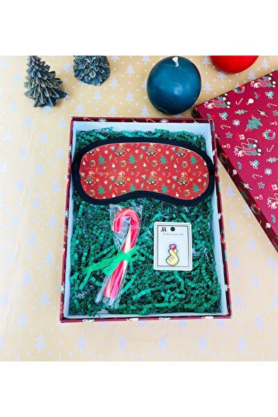 Gift Moda Kırmızı Kutulu Yılbaşı Tasarımlı Hediye Seti