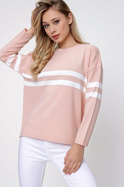 CHUBA Women's Stripe Detailed Oversize Knitwear Sweater Powder-ecru 22wk257