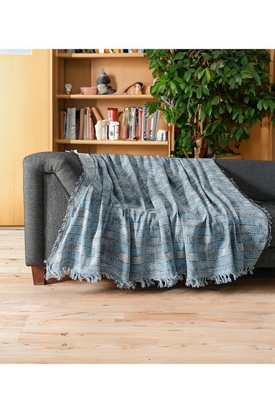 Rell Home غطاء أريكة فاخر مضاد للانزلاق مصنوع من القطن بنسبة 100%| شال أريكة| غطاء متعدد الأغراض