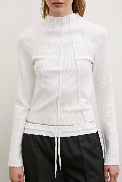 Never more White Stitched Blouse