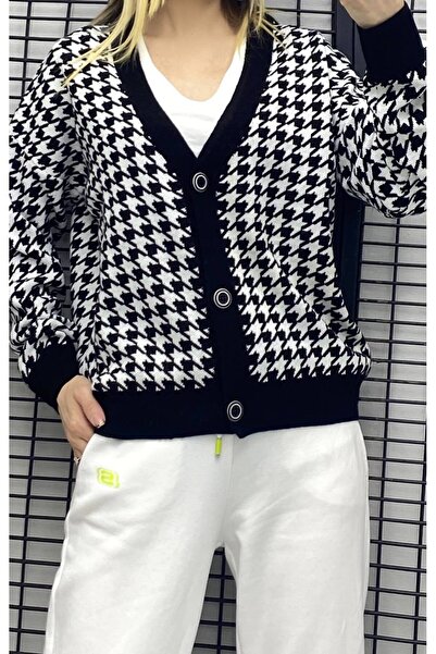 Mintaş Houndstooth Pattern Cardigan