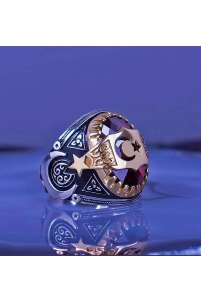 Store 925 AYAR GÜMÜŞ AY YILDIZLI ERKEK YÜZÜK