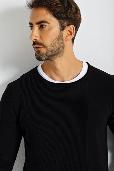 CHUBA Ανδρικό πουλόβερ με μοτίβο με λεπτό γιακά, αθλητικό πλεκτό πουλόβερ 21W306