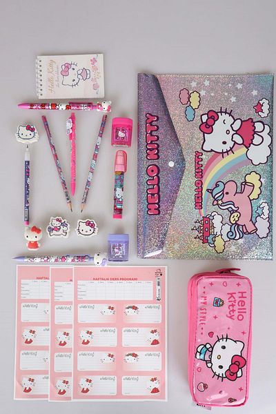 Hello Kitty New Season Licensed 9 Piece " Full " Pen Set with Decomus