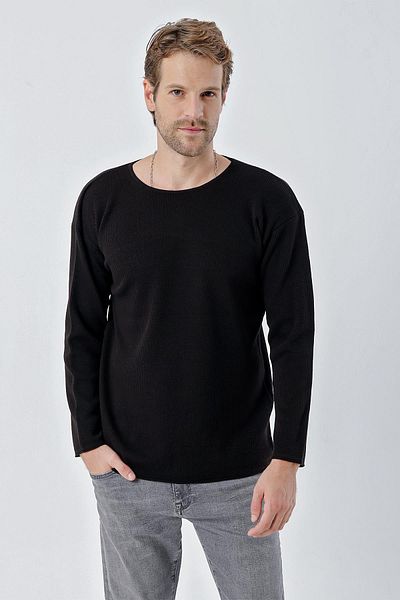 CHUBA Men's Crew Neck Standard Fit Regular Fit Thessaloniki Knit Knitwear Sweater Black 24W203