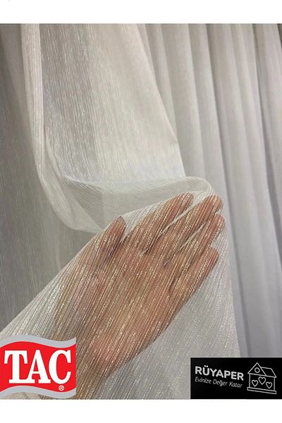 Taç New Season Rüyaper - Linen Textured Slub Tulle Curtain, Can't Want Ironing, Tight Pleated