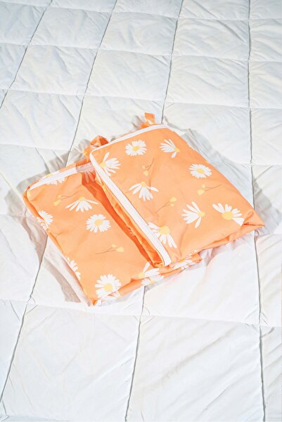 Rivaİstanbul Πορτοκαλί μοτίβο μαργαρίτας με φερμουάρ Σετ τσάντα 6 τεμαχίων κάτω από το κρεβάτι και τσάντα καναπέ-κρεβάτι
