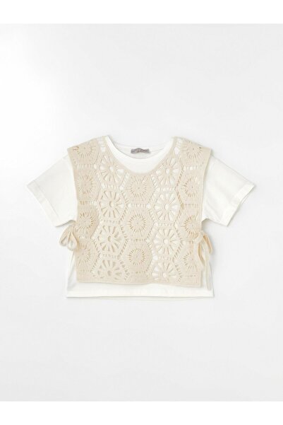 Little Star Kız Çocuk Motif Yelekli Dantelli Bluz