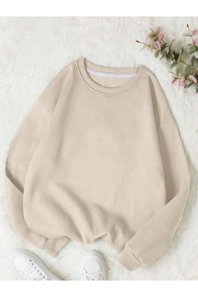 EXPECTED Φούτερ Unisex με λαιμόκοψη - Απλό χωρίς εκτύπωση, φαρδιά εφαρμογή, βαμβακερό ύψος