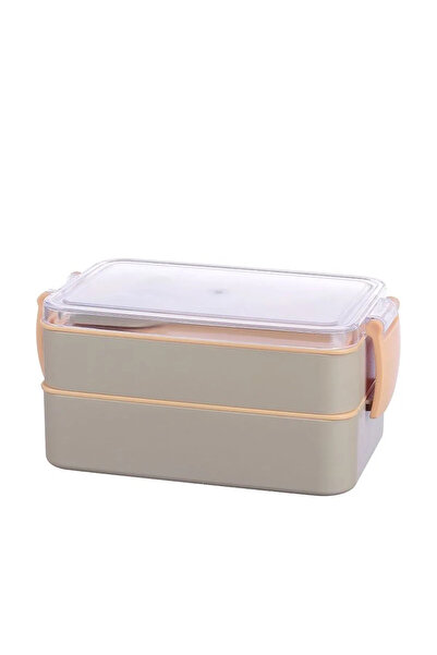 Titiz حاوية غداء بلاستيكية مع حجرة وحزمة مقسمة وشوكة وملعقة صحية بالداخل