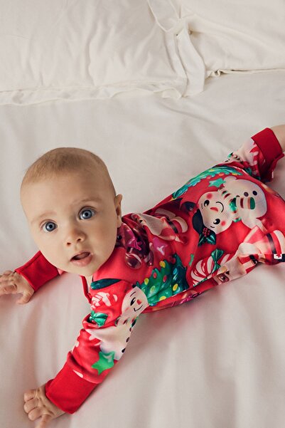 Next Baby %100 Organik Pamuk  Karakter Desenli Yılbaşı Tulumu ALYN77790