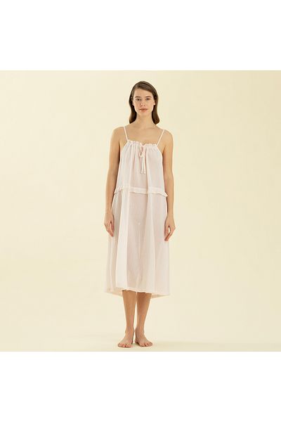 Chakra Elegant Nightgown White/Pink