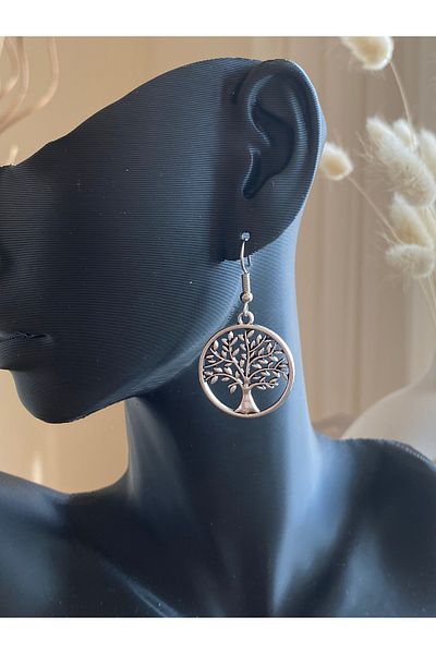 Store Retro Style Women's Earrings with Tree of Life Motif