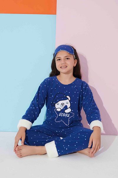 MEBA Girl's Wellsoft Plush Fleece Pajama Set with Sleeping Band