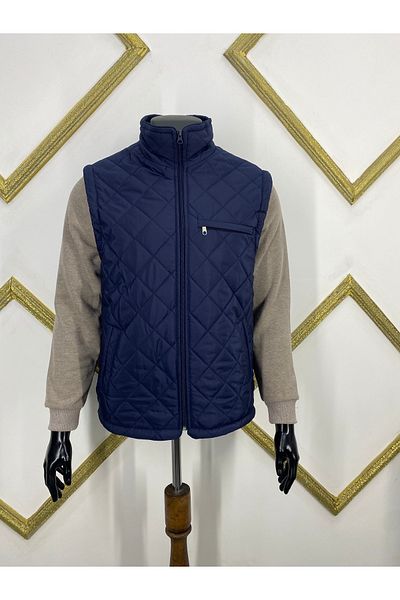 Sadık Collection Мъжки класически студоустойчив и ветроустойчив ватиран жилет от полар 1552