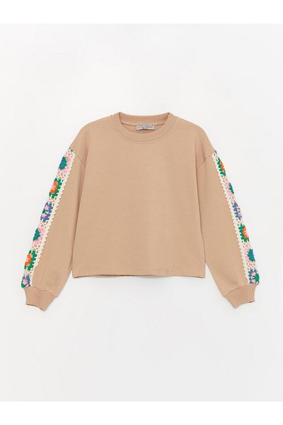 Little Star Girl's Floral Detailed Knitted SweatShirt