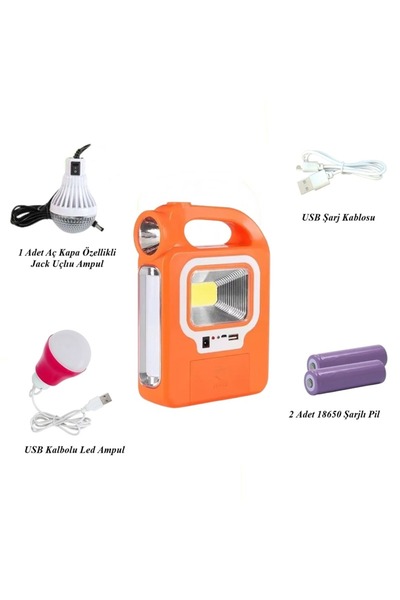 gaman Çok Fonksiyonlu 2 Ampüllü Güneş Enerjili Taşınabilir 3 Mod Işıldak Lamb...