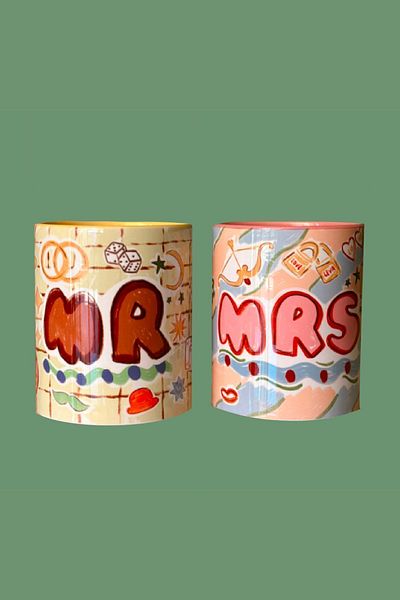 Hello Melody Design "Mr & Mrs" Original Design Digitally Printed 9.5X8Cm Mug Series