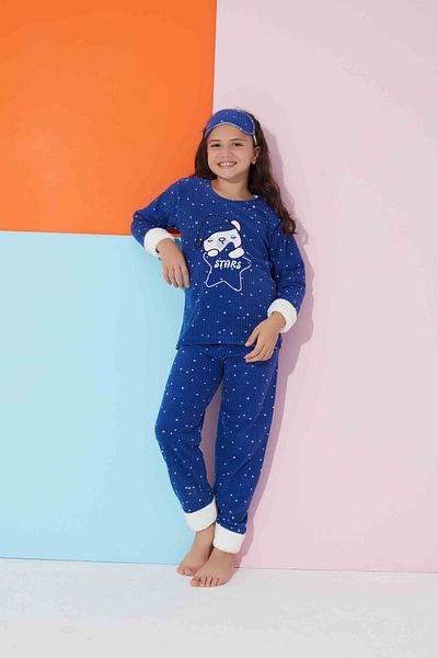 MEBA Girl's Wellsoft Plush Fleece Pajama Set with Sleeping Band