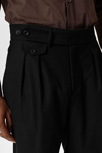 Antioch Black High Waist Pleated Men's Technical Pants