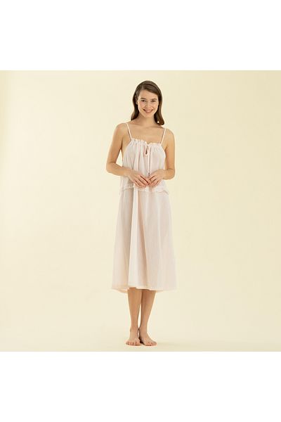 Chakra Elegant Nightgown White/Pink